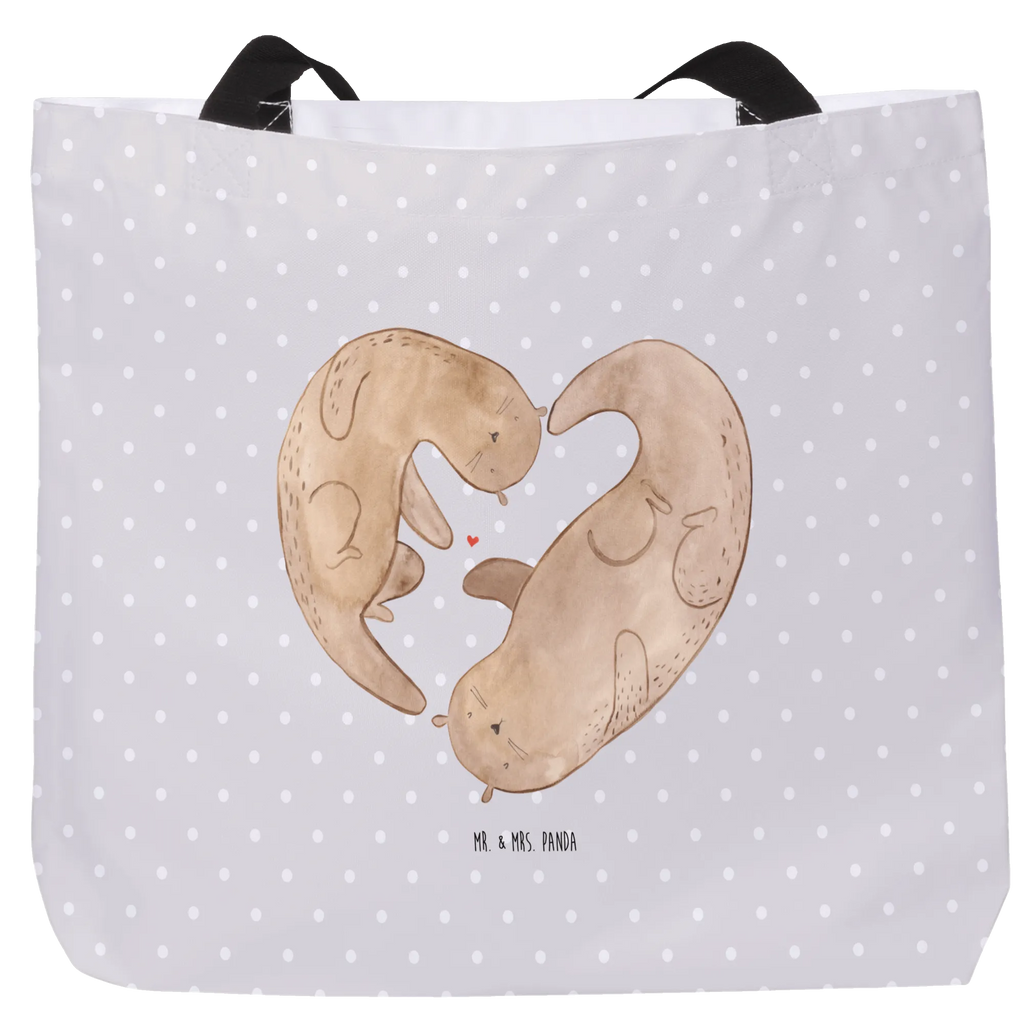 Shopper Otter Herz Beutel, Einkaufstasche, Tasche, Strandtasche, Einkaufsbeutel, Shopper, Schultasche, Freizeittasche, Tragebeutel, Schulbeutel, Alltagstasche, Otter, Fischotter, Seeotter, Liebe, Herz, Liebesbeweis, Liebesgeschenk, Bessere Hälfte, Love you, Jahrestag, Hochzeitstag, Verlobung, gemeinsames Leben