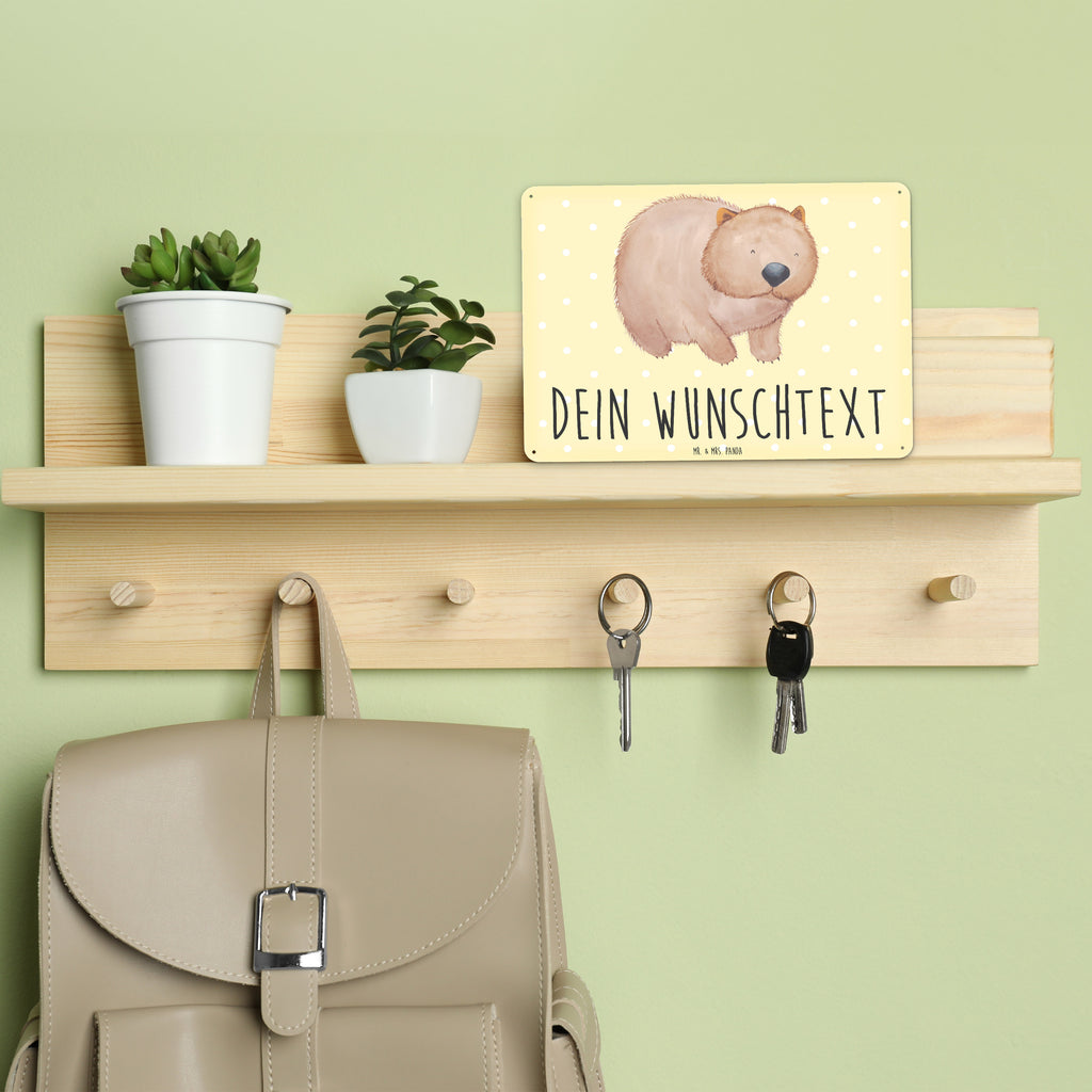 Personalisiertes Blechschild Wombat Blechschild, Metallschild, Geschenk Schild, Schild, Magnet-Metall-Schild, Deko Schild, Wandschild, Wand-Dekoration, Türschild, Tiermotive, Gute Laune, lustige Sprüche, Tiere, Wombat, Das Leben ist schön, Motivation, Spruch, Australien