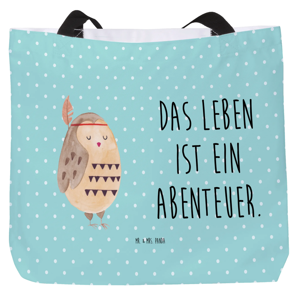 Shopper Eule Federschmuck Beutel, Einkaufstasche, Tasche, Strandtasche, Einkaufsbeutel, Shopper, Schultasche, Freizeittasche, Tragebeutel, Schulbeutel, Alltagstasche, Eule, Eule Deko, Owl, Das Leben ist ein Abenteuer, Reisespruch, Federschmuck, Dekoration