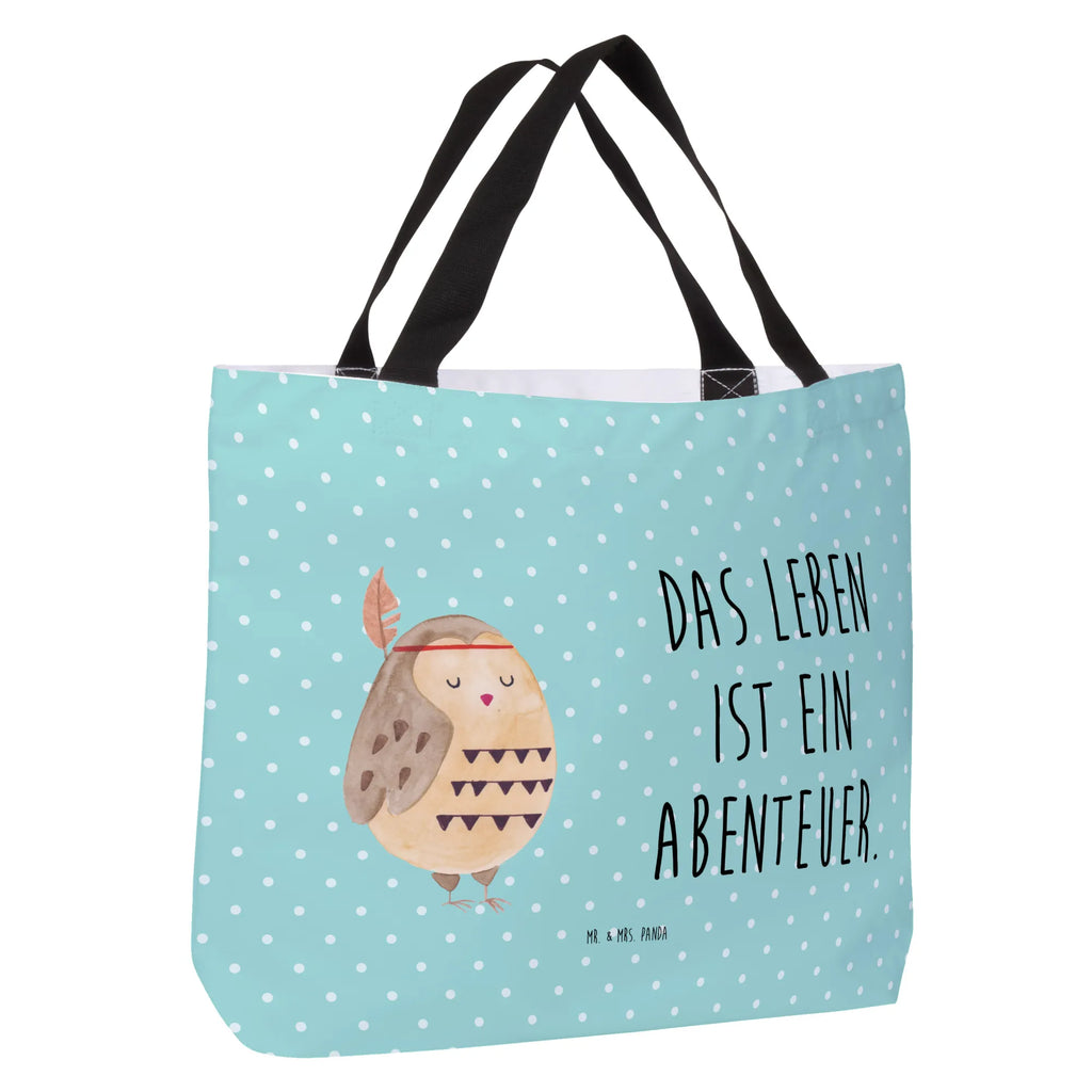 Shopper Eule Federschmuck Beutel, Einkaufstasche, Tasche, Strandtasche, Einkaufsbeutel, Shopper, Schultasche, Freizeittasche, Tragebeutel, Schulbeutel, Alltagstasche, Eule, Eule Deko, Owl, Das Leben ist ein Abenteuer, Reisespruch, Federschmuck, Dekoration