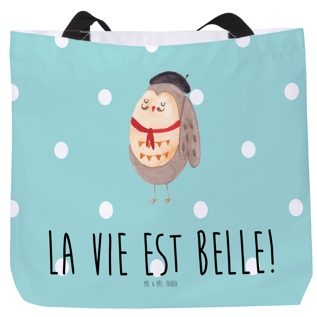 Shopper Eule Frankreich Beutel, Einkaufstasche, Tasche, Strandtasche, Einkaufsbeutel, Shopper, Schultasche, Freizeittasche, Tragebeutel, Schulbeutel, Alltagstasche, Eule, Eulen, Eule Deko, Owl, hibou, La vie est belle, das Leben ist schön, Spruch schön, Spruch Französisch, Frankreich