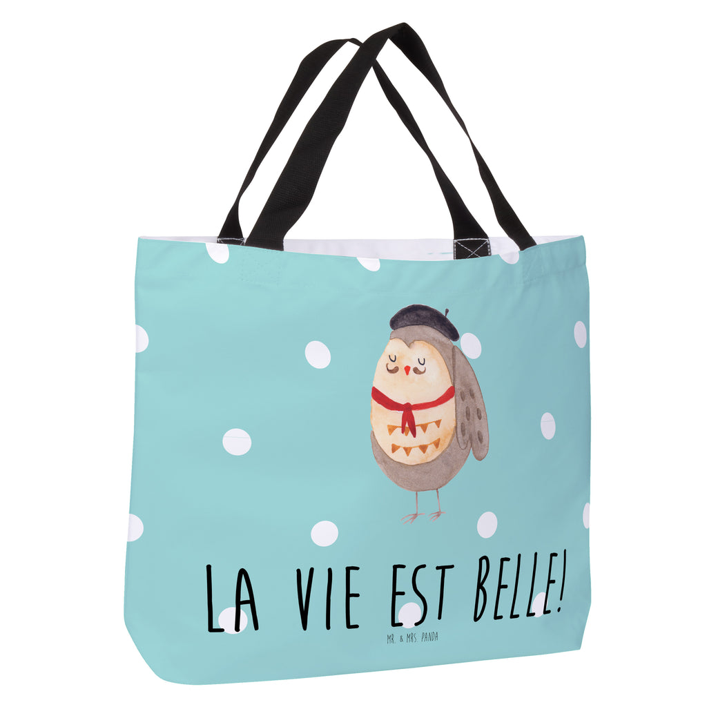 Shopper Eule Frankreich Beutel, Einkaufstasche, Tasche, Strandtasche, Einkaufsbeutel, Shopper, Schultasche, Freizeittasche, Tragebeutel, Schulbeutel, Alltagstasche, Eule, Eulen, Eule Deko, Owl, hibou, La vie est belle, das Leben ist schön, Spruch schön, Spruch Französisch, Frankreich