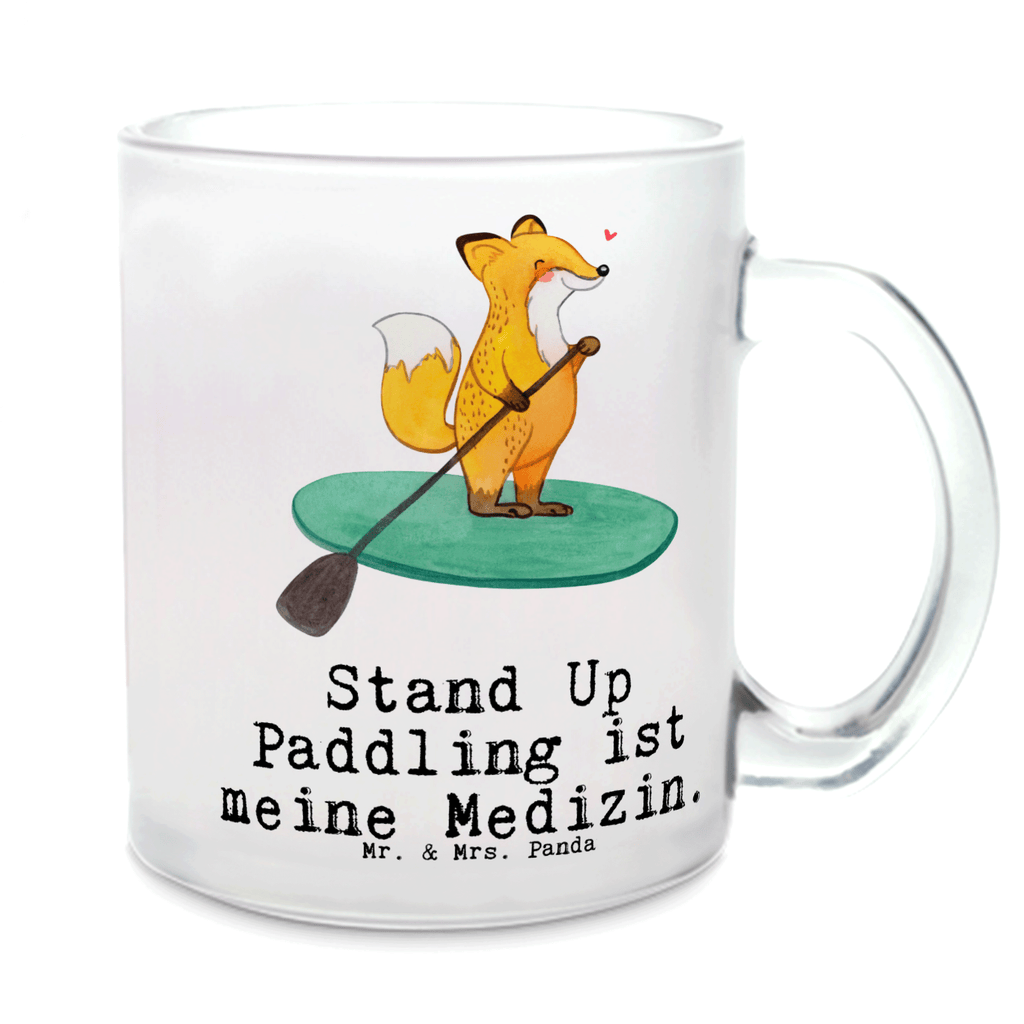 Teetasse Fuchs Stand Up Paddling Medizin Teetasse, Teeglas, Teebecher, Tasse mit Henkel, Tasse, Glas Teetasse, Teetasse aus Glas, Geschenk, Sport, Sportart, Hobby, Schenken, Danke, Dankeschön, Auszeichnung, Gewinn, Sportler, Stand Up Paddling, Paddle Boarding, SUB, subben, Stand up paddle