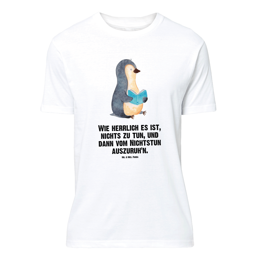 T-Shirt Standard Pinguin Buch T-Shirt, Shirt, Tshirt, Lustiges T-Shirt, T-Shirt mit Spruch, Party, Junggesellenabschied, Jubiläum, Geburstag, Herrn, Damen, Männer, Frauen, Schlafshirt, Nachthemd, Sprüche, Pinguin, Pinguine, Buch, Lesen, Bücherwurm, Nichtstun, Faulenzen, Ferien, Urlaub, Freizeit