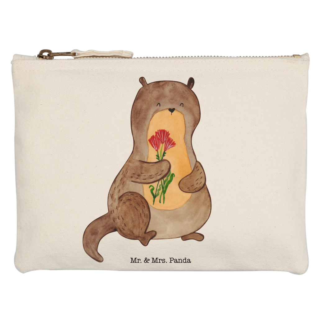 Schminktasche Otter Blumenstrauß Schminktasche, Kosmetiktasche, Kosmetikbeutel, Stiftemäppchen, Etui, Federmappe, Makeup, XXL, Schminketui, Kosmetiketui, Schlamperetui, Otter, Fischotter, Seeotter, Otter Seeotter See Otter