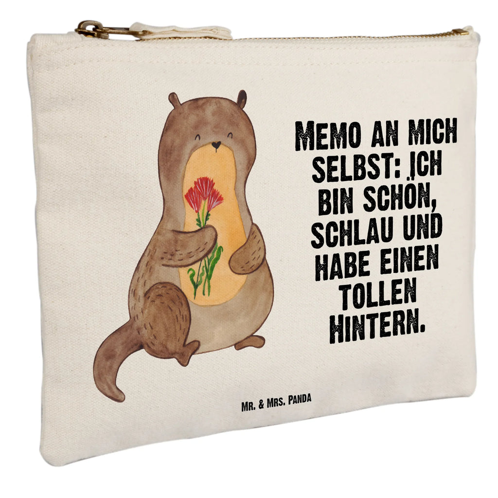 Schminktasche Otter Blumenstrauß Schminktasche, Kosmetiktasche, Kosmetikbeutel, Stiftemäppchen, Etui, Federmappe, Makeup, XXL, Schminketui, Kosmetiketui, Schlamperetui, Otter, Fischotter, Seeotter, Otter Seeotter See Otter