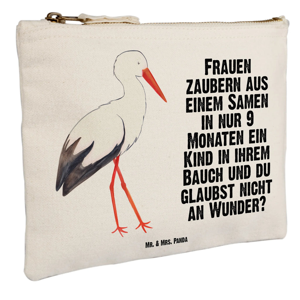 Schminktasche Storch Schminktasche, Kosmetiktasche, Kosmetikbeutel, Stiftemäppchen, Etui, Federmappe, Makeup, XXL, Schminketui, Kosmetiketui, Schlamperetui, Tiermotive, Gute Laune, lustige Sprüche, Tiere, Storch, Störche, Schwangerschaft, Geburt, Mutter, Mütter, Mutter werden, Schwanger, Babybauch, Baby