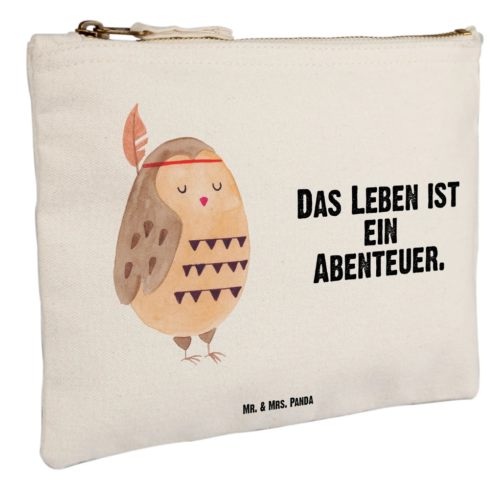 Schminktasche Eule Federschmuck Schminktasche, Kosmetiktasche, Kosmetikbeutel, Stiftemäppchen, Etui, Federmappe, Makeup, XXL, Schminketui, Kosmetiketui, Schlamperetui, Eule, Eule Deko, Owl, Das Leben ist ein Abenteuer, Reisespruch, Federschmuck, Dekoration