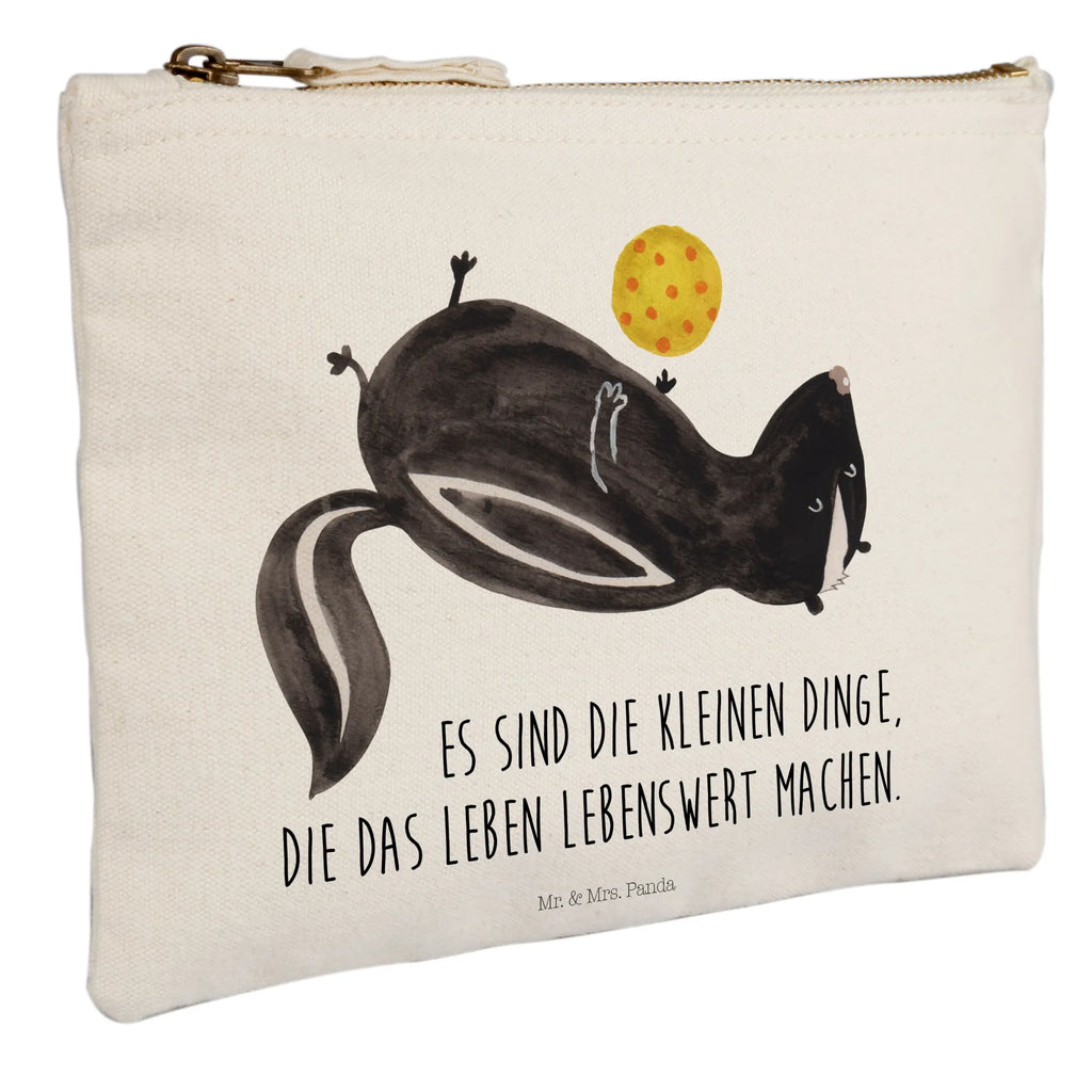 Schminktasche Stinktier Ball Schminktasche, Kosmetiktasche, Kosmetikbeutel, Stiftemäppchen, Etui, Federmappe, Makeup, XXL, Schminketui, Kosmetiketui, Schlamperetui, Stinktier, Skunk, Wildtier, Raubtier, Stinker, Stinki, verspielt, Weisheit