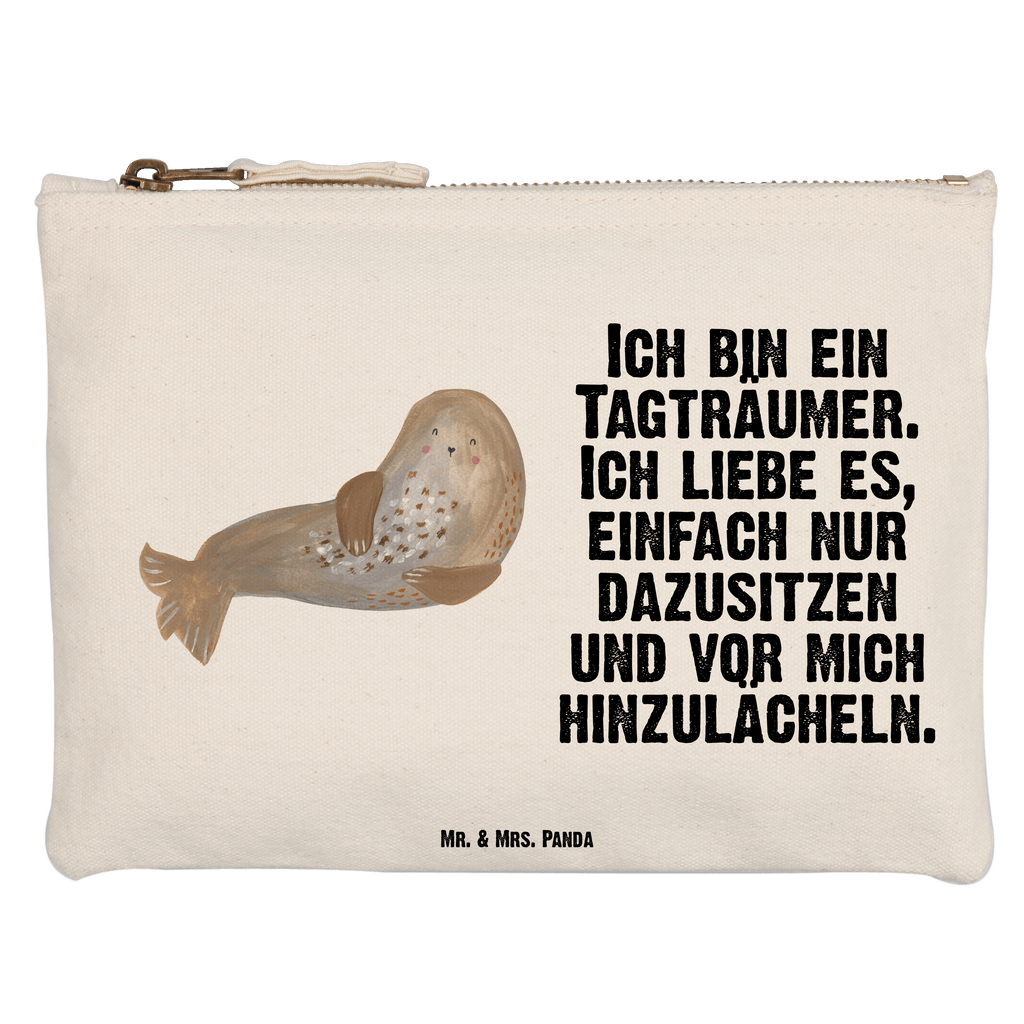 Schminktasche Robbe lachend Schminktasche, Kosmetiktasche, Kosmetikbeutel, Stiftemäppchen, Etui, Federmappe, Makeup, XXL, Schminketui, Kosmetiketui, Schlamperetui, Tiermotive, Gute Laune, lustige Sprüche, Tiere, Robbe, Robben, Seehund, Strand, Meerestier, Ostsee, Nordsee