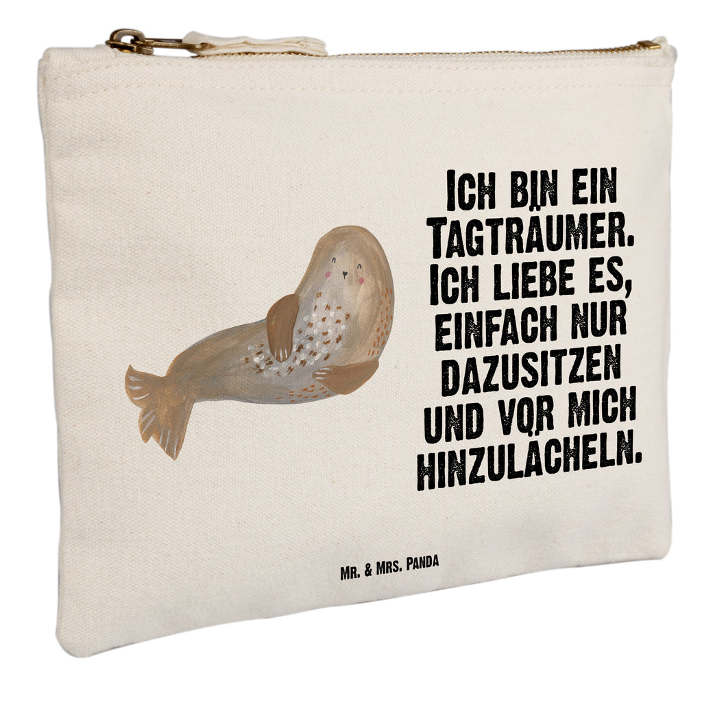 Schminktasche Robbe lachend Schminktasche, Kosmetiktasche, Kosmetikbeutel, Stiftemäppchen, Etui, Federmappe, Makeup, XXL, Schminketui, Kosmetiketui, Schlamperetui, Tiermotive, Gute Laune, lustige Sprüche, Tiere, Robbe, Robben, Seehund, Strand, Meerestier, Ostsee, Nordsee