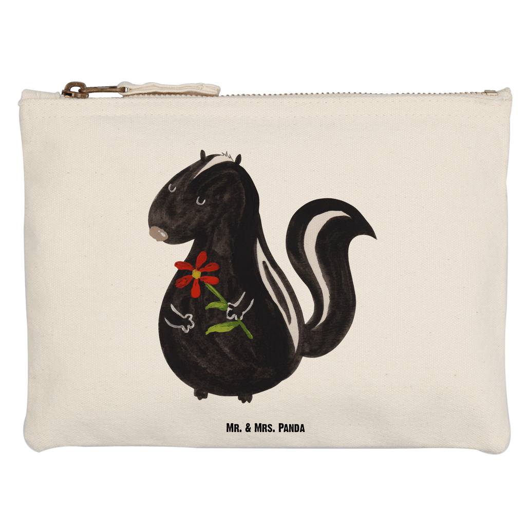 Schminktasche Stinktier Blume Schminktasche, Kosmetiktasche, Kosmetikbeutel, Stiftemäppchen, Etui, Federmappe, Makeup, XXL, Schminketui, Kosmetiketui, Schlamperetui, Stinktier, Skunk, Wildtier, Raubtier, Stinker, Stinki, Tagträumer, verträumt, Dreams, Träume