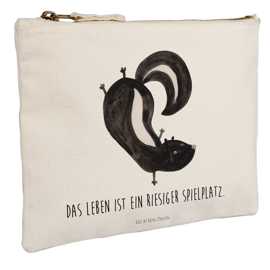 Schminktasche Stinktier Handstand Schminktasche, Kosmetiktasche, Kosmetikbeutel, Stiftemäppchen, Etui, Federmappe, Makeup, XXL, Schminketui, Kosmetiketui, Schlamperetui, Stinktier, Skunk, Wildtier, Raubtier, Stinker, Stinki, Spielplatz, verpielt, Kind