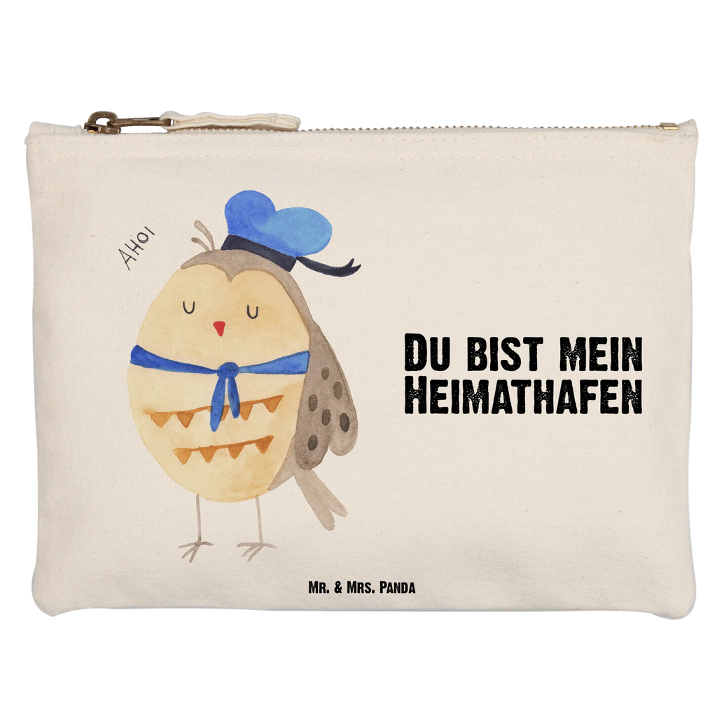 Schminktasche Eule Matrose Schminktasche, Kosmetiktasche, Kosmetikbeutel, Stiftemäppchen, Etui, Federmappe, Makeup, XXL, Schminketui, Kosmetiketui, Schlamperetui, Eule, Eule Spruch, Eule Deko, Owl, Wortspiel lustig, Matrose, Freundin, Ehe, Seefahrer, Heimathafen, Hochzeitstag Geschenk