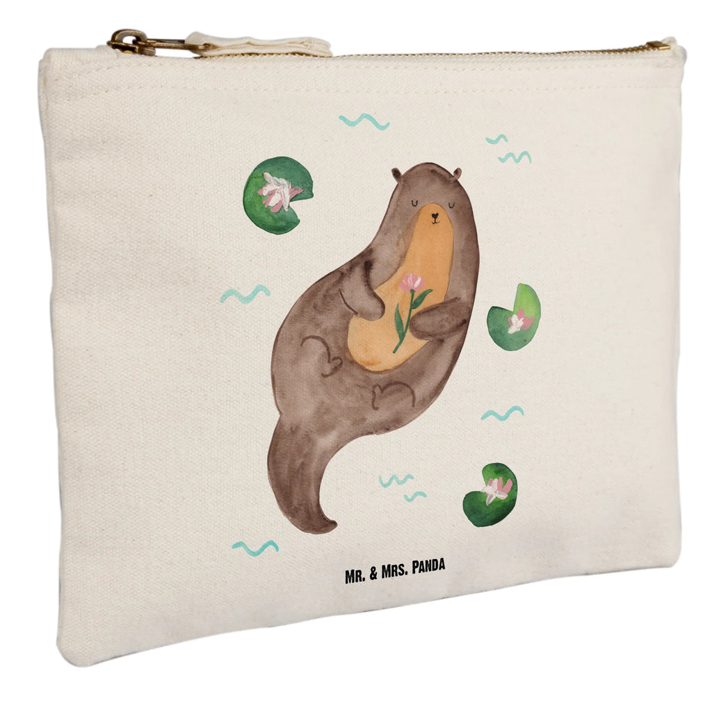 Schminktasche Otter Seerose Schminktasche, Kosmetiktasche, Kosmetikbeutel, Stiftemäppchen, Etui, Federmappe, Makeup, XXL, Schminketui, Kosmetiketui, Schlamperetui, Otter, Fischotter, Seeotter, Otter Seeotter See Otter