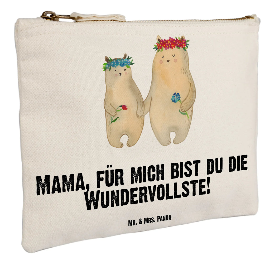 Schminktasche Bären mit Blumenkranz Schminktasche, Kosmetiktasche, Kosmetikbeutel, Stiftemäppchen, Etui, Federmappe, Makeup, XXL, Schminketui, Kosmetiketui, Schlamperetui, Familie, Vatertag, Muttertag, Bruder, Schwester, Mama, Papa, Oma, Opa, Bär, Bären, Mutter, Mutti, Mami, Lieblingsmensch, Lieblingsmama, beste Mutter, weltbeste Mama, Geschenk Mama. Muttertag, Tochter, Kind, Kinder, Töchter, Family, Vorbild