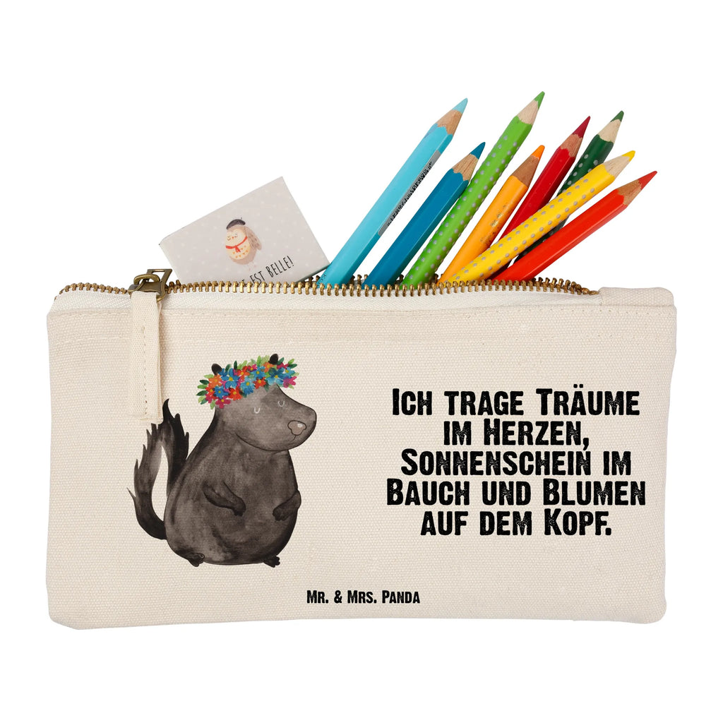 Schminktasche Stinktier Mädchen Schminktasche, Kosmetiktasche, Kosmetikbeutel, Stiftemäppchen, Etui, Federmappe, Makeup, XXL, Schminketui, Kosmetiketui, Schlamperetui, Stinktier, Skunk, Wildtier, Raubtier, Stinker, Stinki, Yoga, Namaste, Lebe, Liebe, Lache