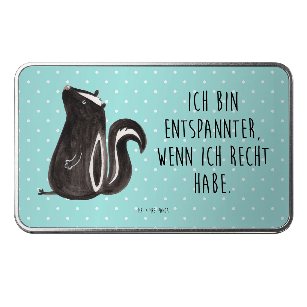 Metalldose rechteckig Stinktier Sitzen Blechdose, Metalldose, Blechbox, Container, Keksdose, Vorratsdose, Vorratsbox, Döschen, Versperbox, Vesperdose, Aufbewahrungsdose, Aufbewahrungsbox, Aluminiumdose, Dose, Stinktier, Skunk, Wildtier, Raubtier, Stinker, Stinki, Spruch, Büro, Recht, Besserwisser