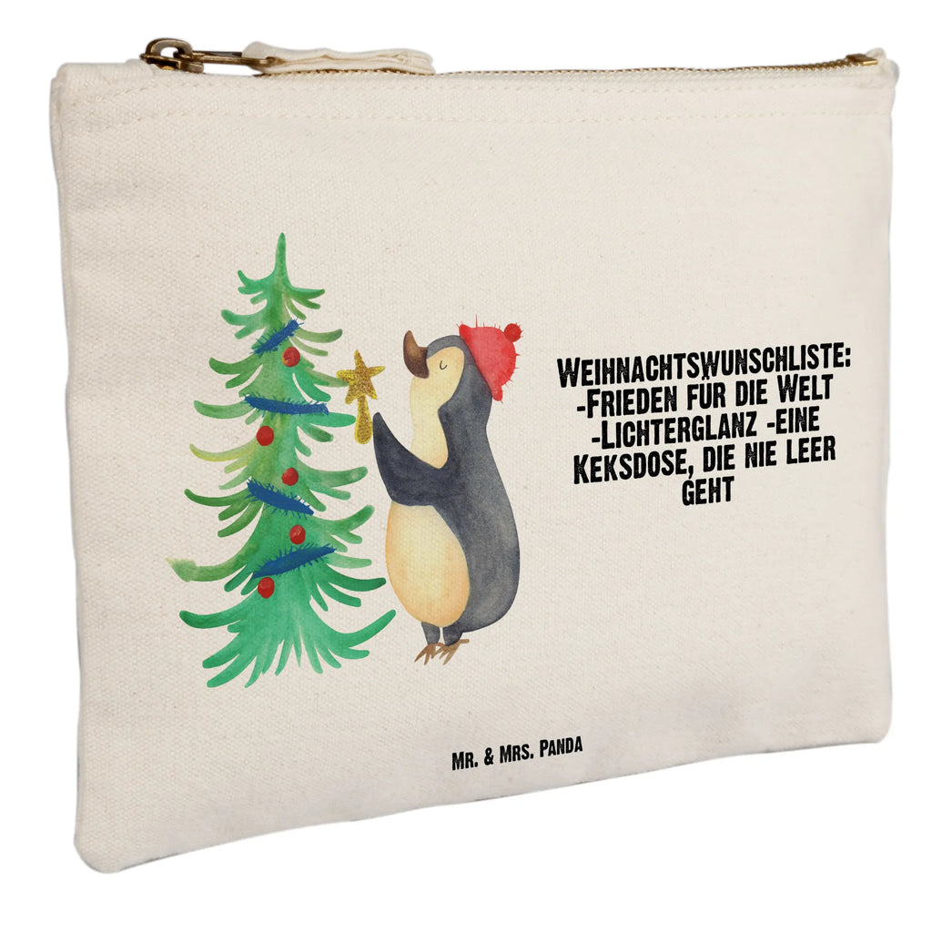 Schminktasche Pinguin Weihnachtsbaum Schminktasche, Kosmetiktasche, Kosmetikbeutel, Stiftemäppchen, Etui, Federmappe, Makeup, XXL, Schminketui, Kosmetiketui, Schlamperetui, Winter, Weihnachten, Weihnachtsdeko, Nikolaus, Advent, Heiligabend, Wintermotiv, Pinguin