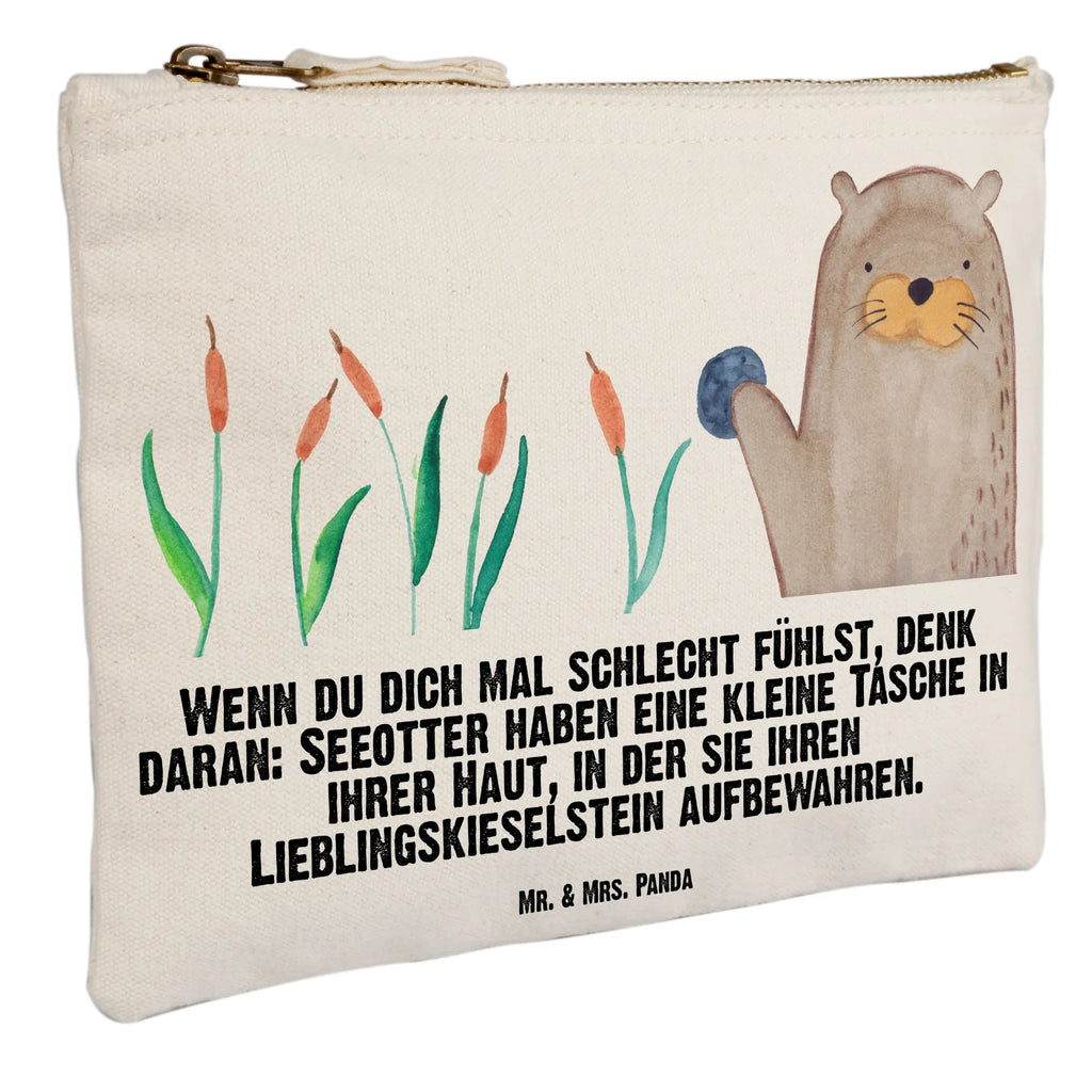 Schminktasche Otter Stein Schminktasche, Kosmetiktasche, Kosmetikbeutel, Stiftemäppchen, Etui, Federmappe, Makeup, XXL, Schminketui, Kosmetiketui, Schlamperetui, Otter, Fischotter, Seeotter, Otter Seeotter See Otter