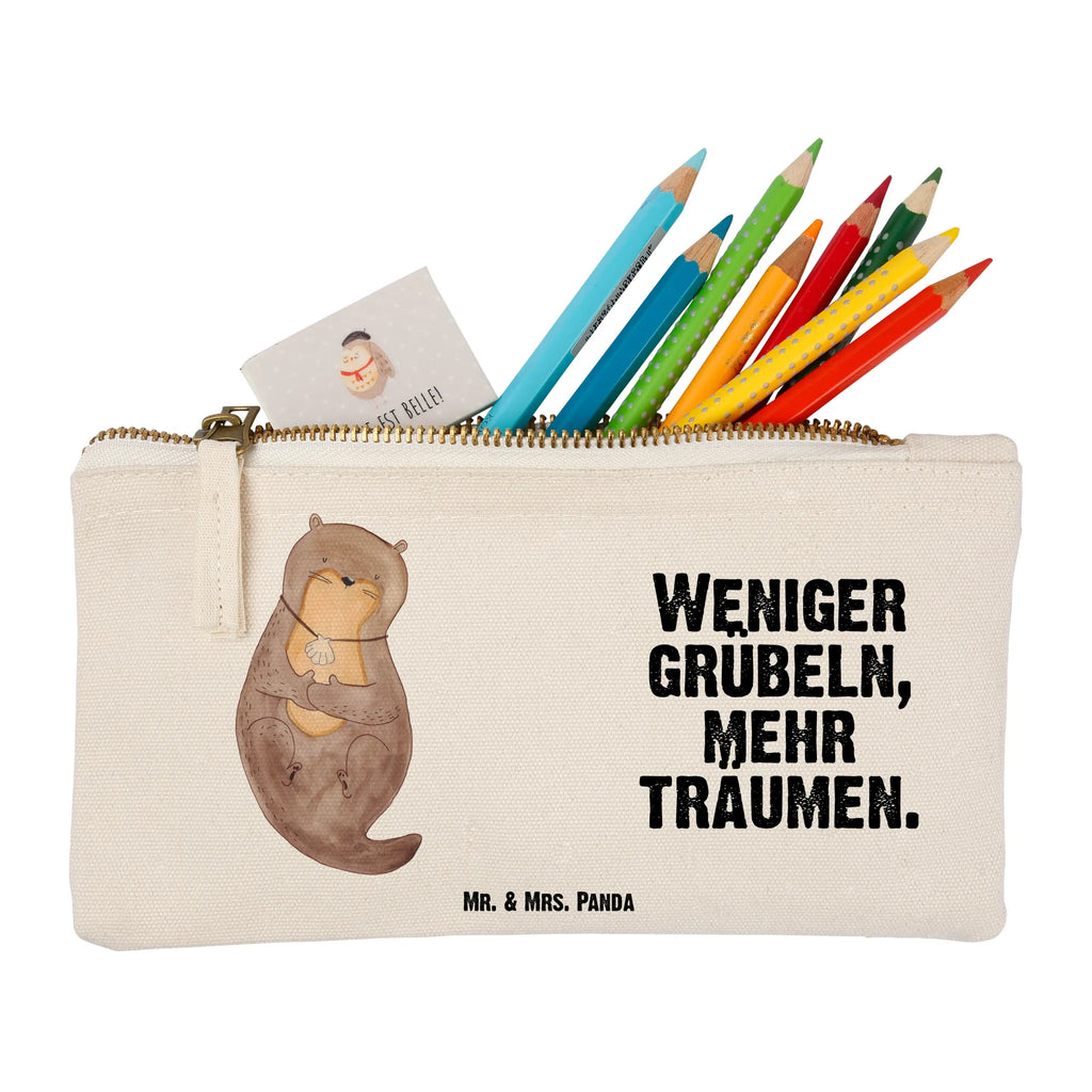 Schminktasche Otter Muschel Schminktasche, Kosmetiktasche, Kosmetikbeutel, Stiftemäppchen, Etui, Federmappe, Makeup, XXL, Schminketui, Kosmetiketui, Schlamperetui, Otter, Fischotter, Seeotter, Otterliebe, grübeln, träumen, Motivation, Tagträumen, Büro