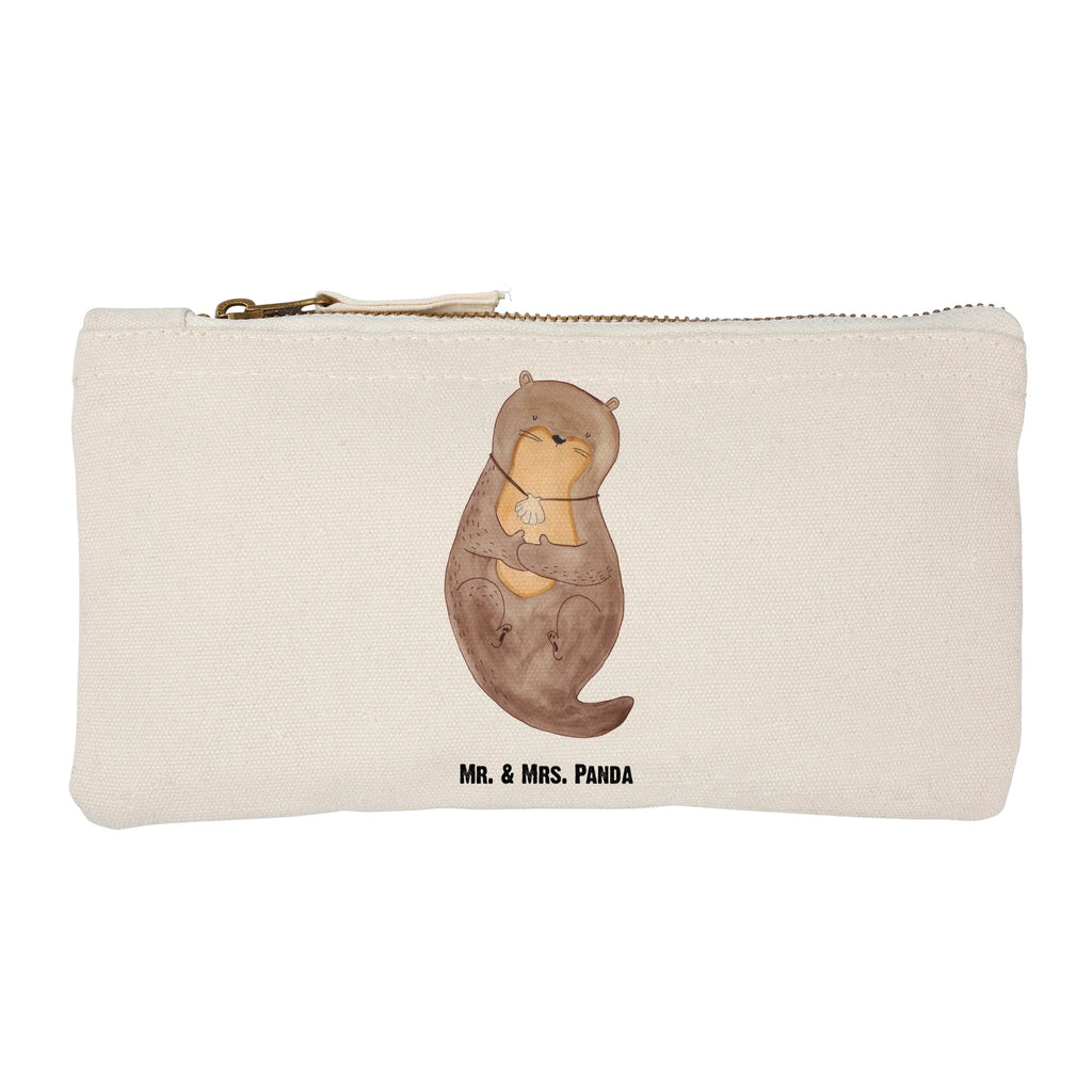 Schminktasche Otter Muschel Schminktasche, Kosmetiktasche, Kosmetikbeutel, Stiftemäppchen, Etui, Federmappe, Makeup, XXL, Schminketui, Kosmetiketui, Schlamperetui, Otter, Fischotter, Seeotter, Otterliebe, grübeln, träumen, Motivation, Tagträumen, Büro