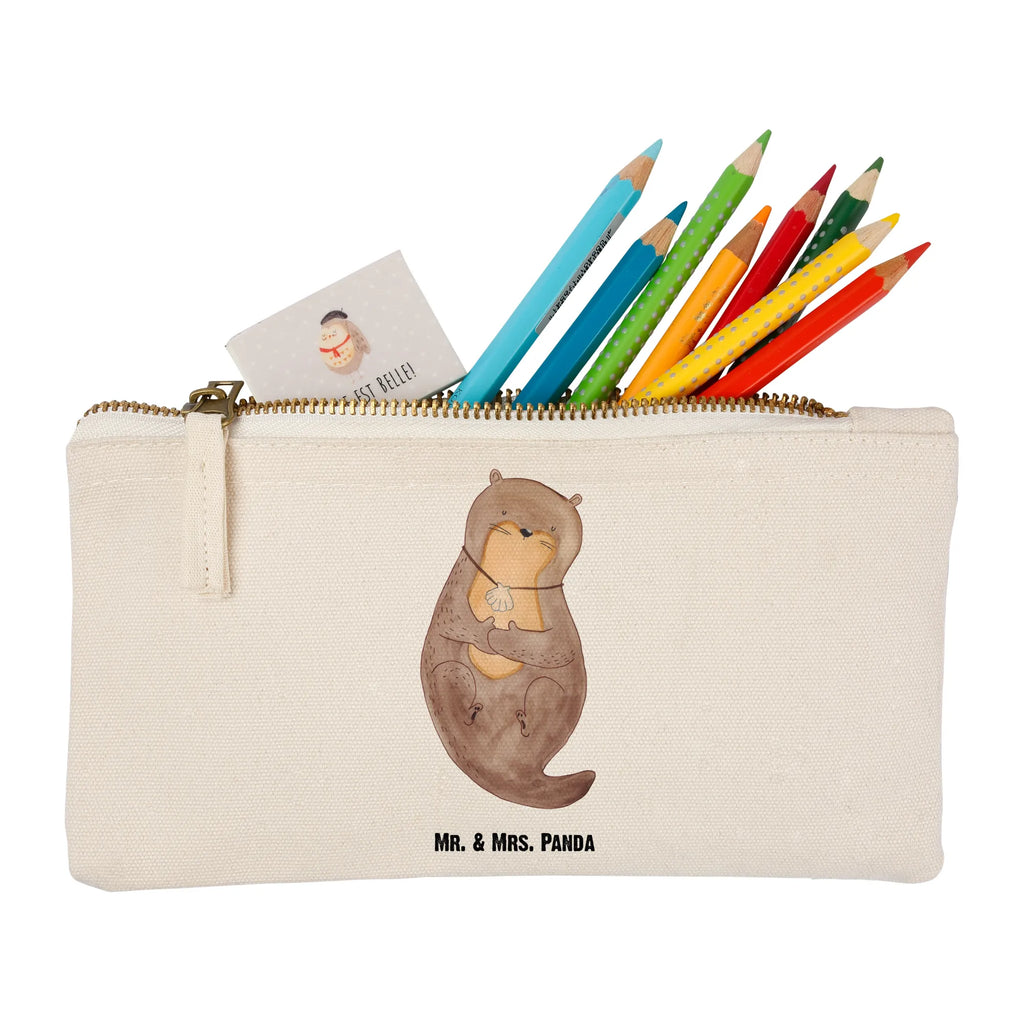 Schminktasche Otter Muschel Schminktasche, Kosmetiktasche, Kosmetikbeutel, Stiftemäppchen, Etui, Federmappe, Makeup, XXL, Schminketui, Kosmetiketui, Schlamperetui, Otter, Fischotter, Seeotter, Otterliebe, grübeln, träumen, Motivation, Tagträumen, Büro