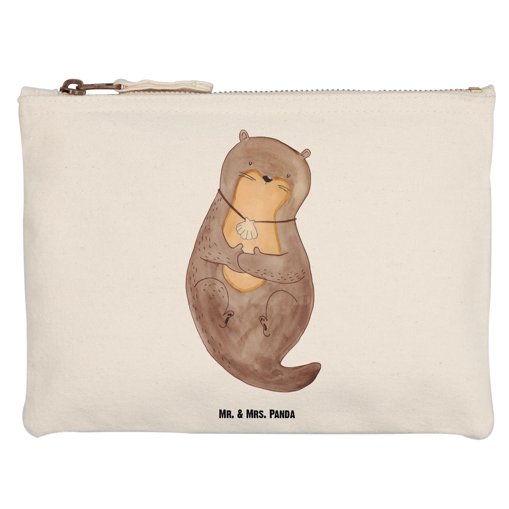 Schminktasche Otter Muschel Schminktasche, Kosmetiktasche, Kosmetikbeutel, Stiftemäppchen, Etui, Federmappe, Makeup, XXL, Schminketui, Kosmetiketui, Schlamperetui, Otter, Fischotter, Seeotter, Otterliebe, grübeln, träumen, Motivation, Tagträumen, Büro