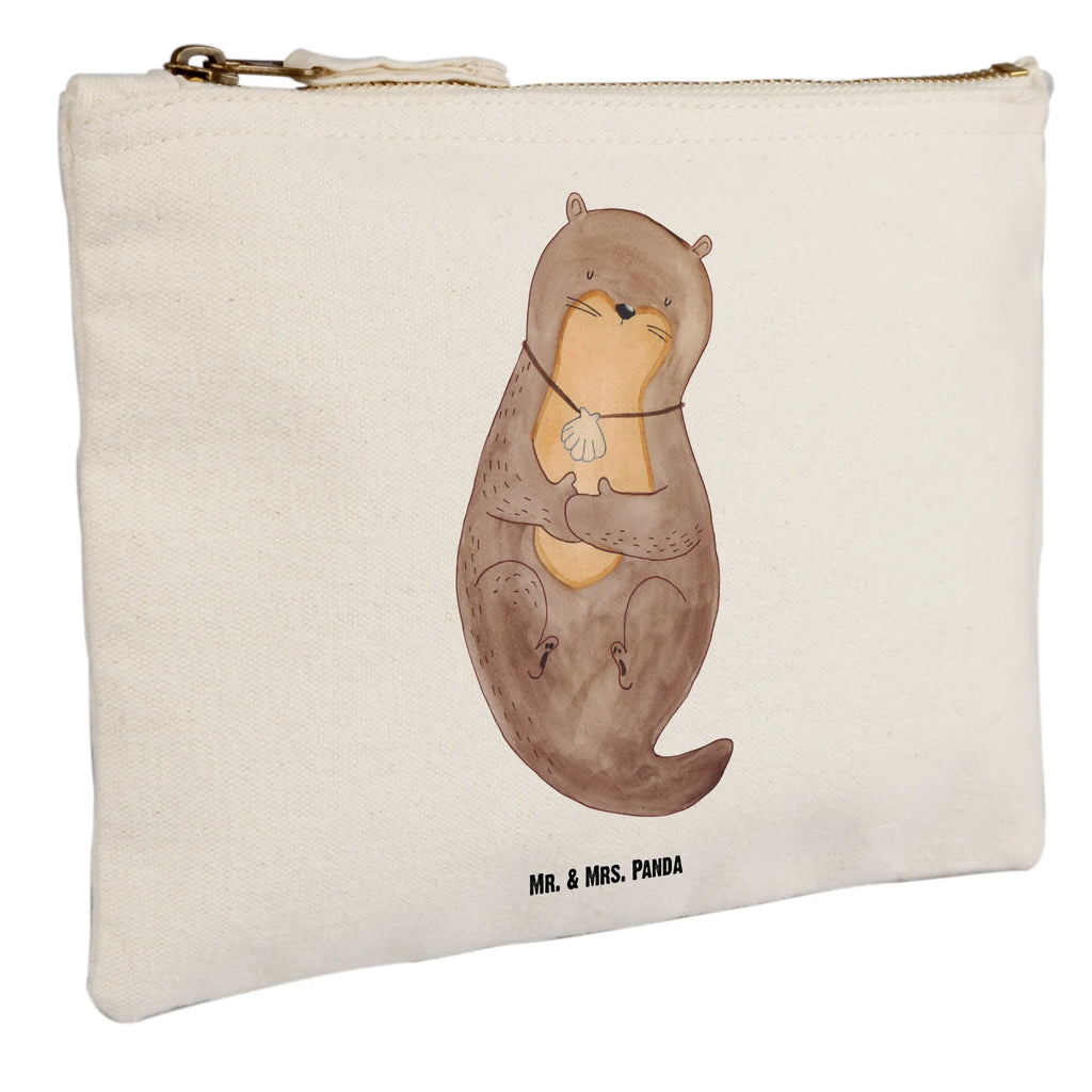 Schminktasche Otter Muschel Schminktasche, Kosmetiktasche, Kosmetikbeutel, Stiftemäppchen, Etui, Federmappe, Makeup, XXL, Schminketui, Kosmetiketui, Schlamperetui, Otter, Fischotter, Seeotter, Otterliebe, grübeln, träumen, Motivation, Tagträumen, Büro