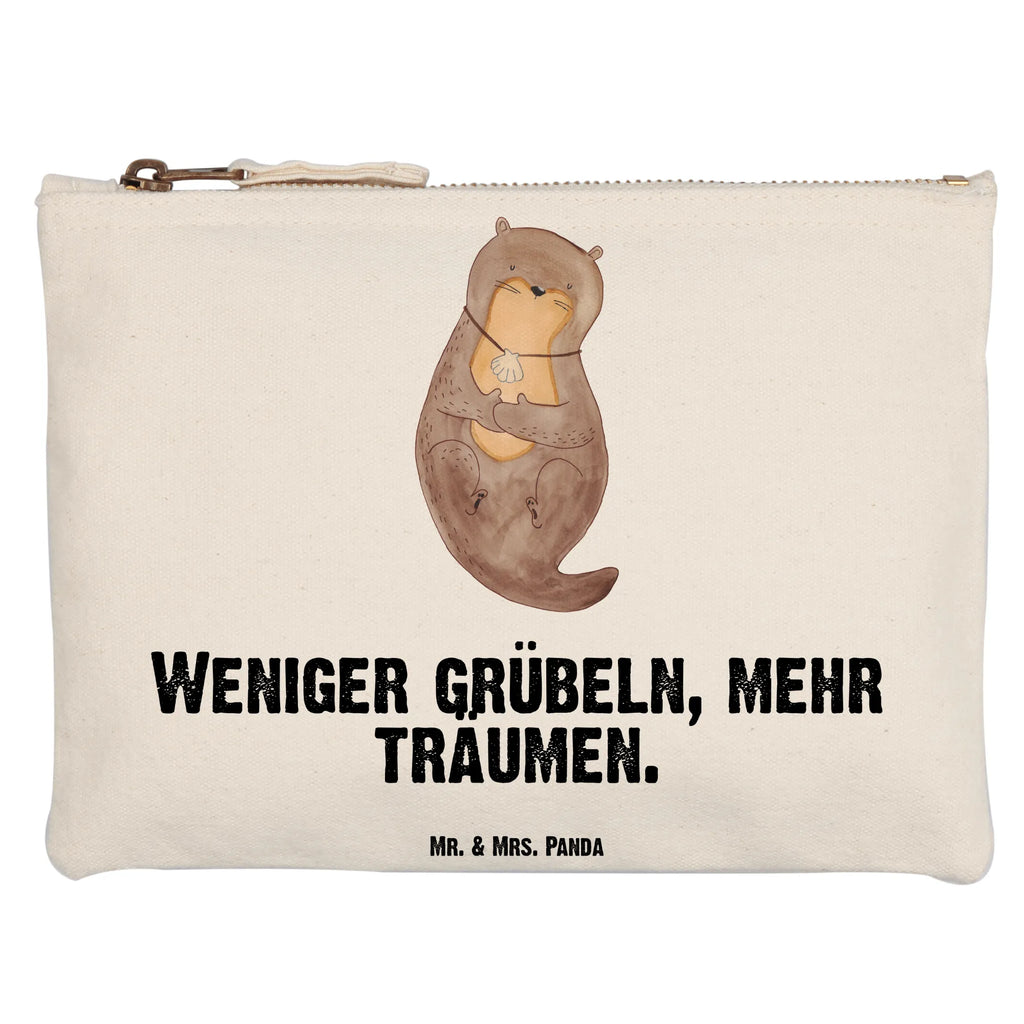 Schminktasche Otter Muschel Schminktasche, Kosmetiktasche, Kosmetikbeutel, Stiftemäppchen, Etui, Federmappe, Makeup, XXL, Schminketui, Kosmetiketui, Schlamperetui, Otter, Fischotter, Seeotter, Otterliebe, grübeln, träumen, Motivation, Tagträumen, Büro