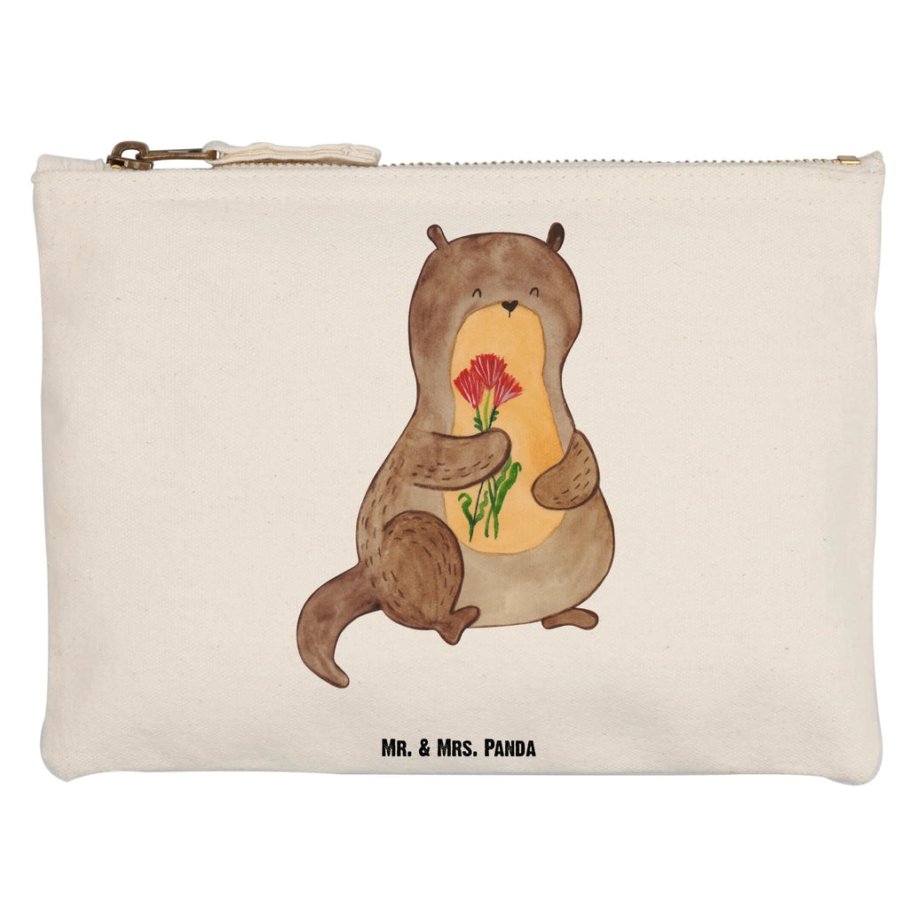 Schminktasche Otter Blumenstrauß Schminktasche, Kosmetiktasche, Kosmetikbeutel, Stiftemäppchen, Etui, Federmappe, Makeup, XXL, Schminketui, Kosmetiketui, Schlamperetui, Otter, Fischotter, Seeotter, Otter Seeotter See Otter