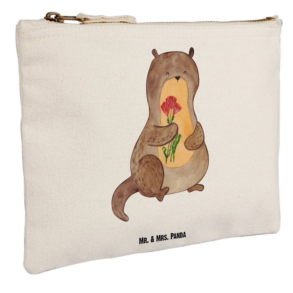 Schminktasche Otter Blumenstrauß Schminktasche, Kosmetiktasche, Kosmetikbeutel, Stiftemäppchen, Etui, Federmappe, Makeup, XXL, Schminketui, Kosmetiketui, Schlamperetui, Otter, Fischotter, Seeotter, Otter Seeotter See Otter