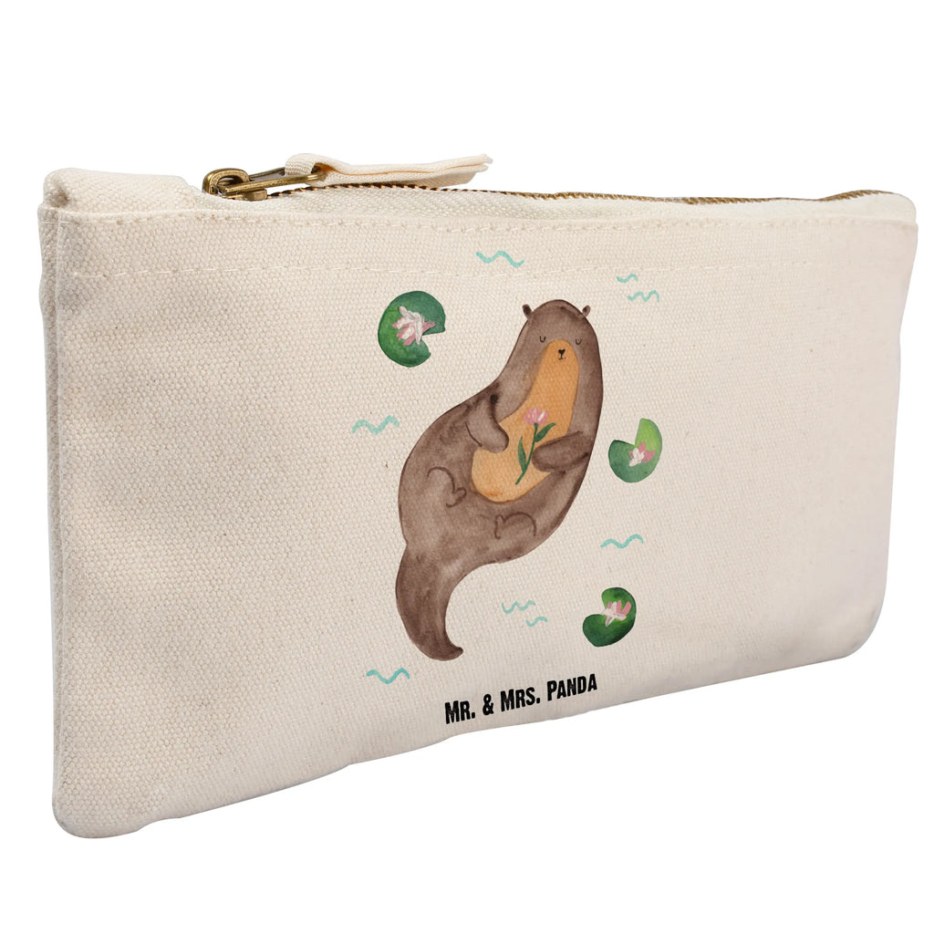 Schminktasche Otter Seerose Schminktasche, Kosmetiktasche, Kosmetikbeutel, Stiftemäppchen, Etui, Federmappe, Makeup, XXL, Schminketui, Kosmetiketui, Schlamperetui, Otter, Fischotter, Seeotter, Otter Seeotter See Otter