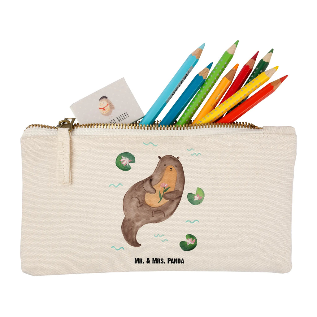 Schminktasche Otter Seerose Schminktasche, Kosmetiktasche, Kosmetikbeutel, Stiftemäppchen, Etui, Federmappe, Makeup, XXL, Schminketui, Kosmetiketui, Schlamperetui, Otter, Fischotter, Seeotter, Otter Seeotter See Otter