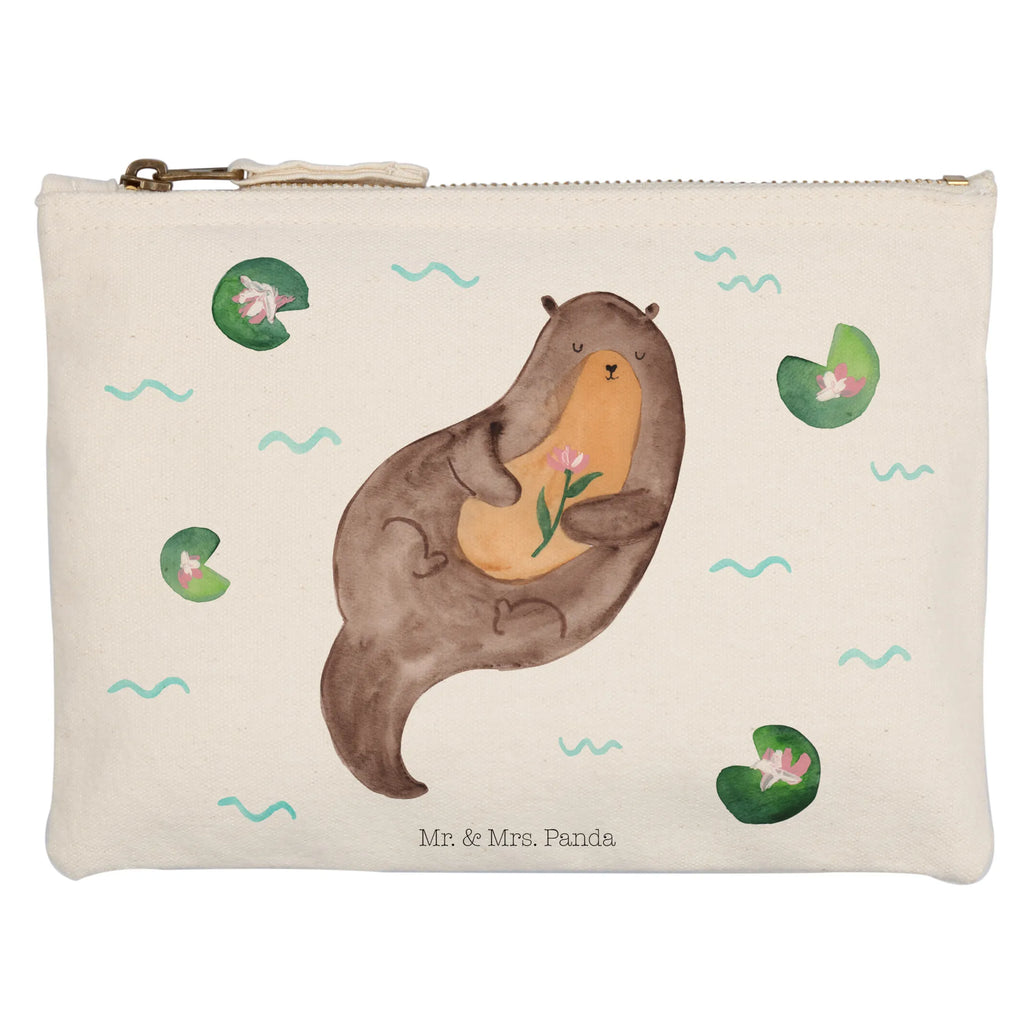 Schminktasche Otter Seerose Schminktasche, Kosmetiktasche, Kosmetikbeutel, Stiftemäppchen, Etui, Federmappe, Makeup, XXL, Schminketui, Kosmetiketui, Schlamperetui, Otter, Fischotter, Seeotter, Otter Seeotter See Otter