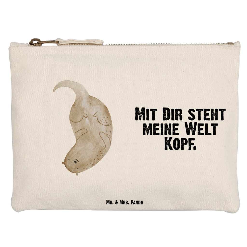 Schminktasche Otter Kopfüber Schminktasche, Kosmetiktasche, Kosmetikbeutel, Stiftemäppchen, Etui, Federmappe, Makeup, XXL, Schminketui, Kosmetiketui, Schlamperetui, Otter, Fischotter, Seeotter, Otter Seeotter See Otter