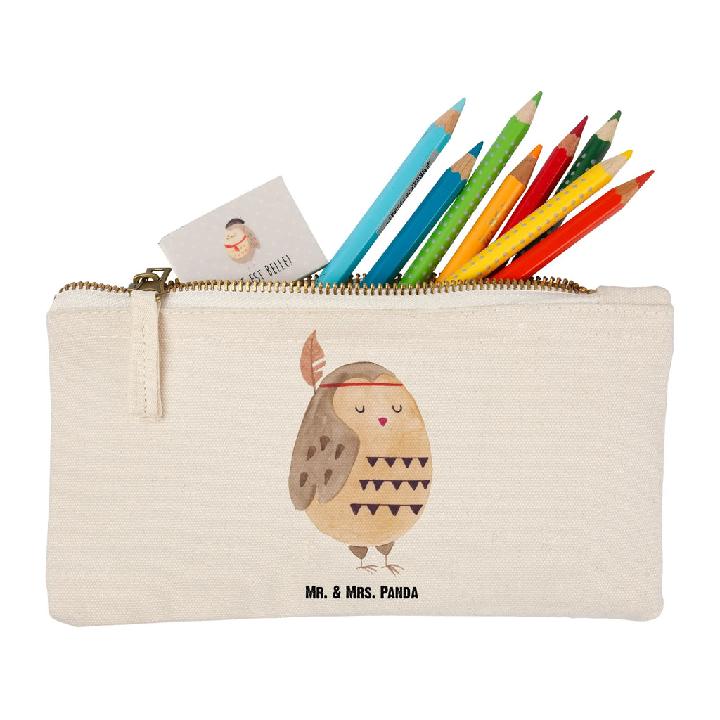 Schminktasche Eule Federschmuck Schminktasche, Kosmetiktasche, Kosmetikbeutel, Stiftemäppchen, Etui, Federmappe, Makeup, XXL, Schminketui, Kosmetiketui, Schlamperetui, Eule, Eule Deko, Owl, Das Leben ist ein Abenteuer, Reisespruch, Federschmuck, Dekoration