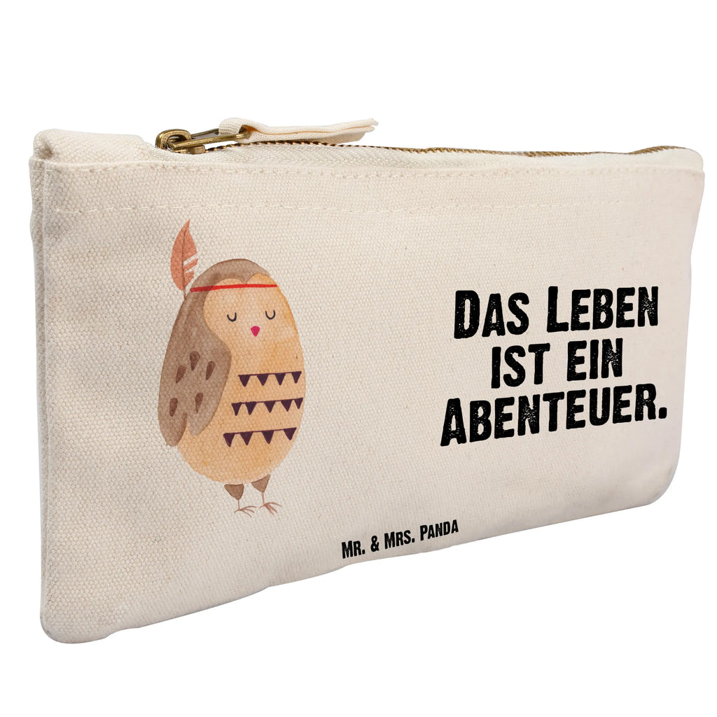 Schminktasche Eule Federschmuck Schminktasche, Kosmetiktasche, Kosmetikbeutel, Stiftemäppchen, Etui, Federmappe, Makeup, XXL, Schminketui, Kosmetiketui, Schlamperetui, Eule, Eule Deko, Owl, Das Leben ist ein Abenteuer, Reisespruch, Federschmuck, Dekoration