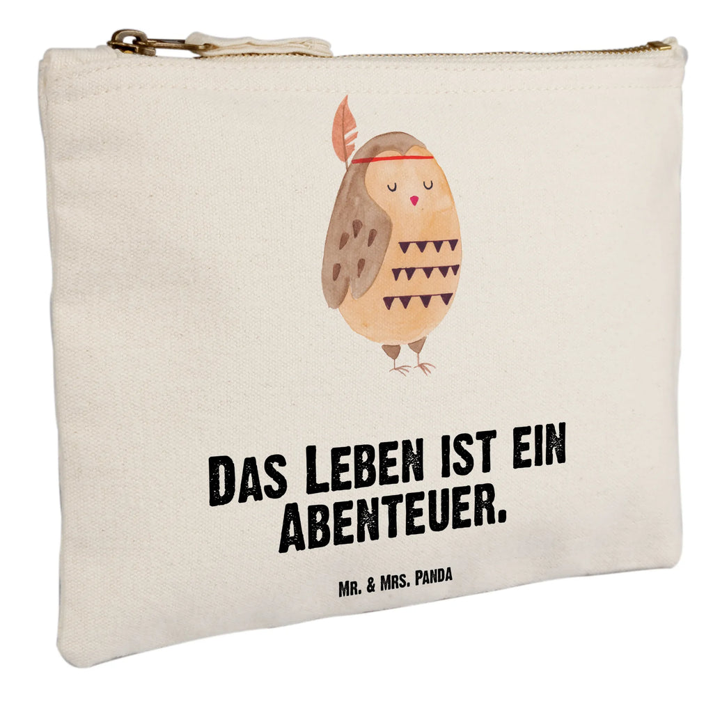 Schminktasche Eule Federschmuck Schminktasche, Kosmetiktasche, Kosmetikbeutel, Stiftemäppchen, Etui, Federmappe, Makeup, XXL, Schminketui, Kosmetiketui, Schlamperetui, Eule, Eule Deko, Owl, Das Leben ist ein Abenteuer, Reisespruch, Federschmuck, Dekoration