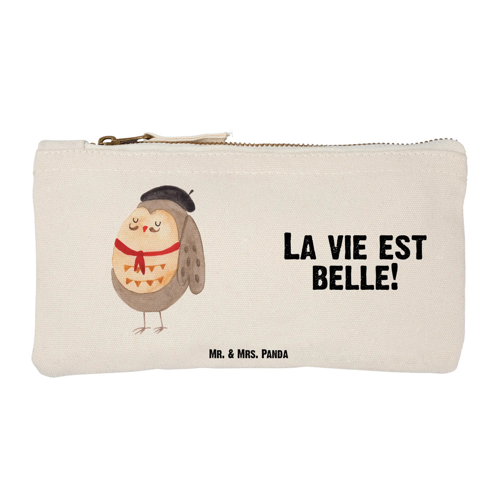 Schminktasche Eule Frankreich Schminktasche, Kosmetiktasche, Kosmetikbeutel, Stiftemäppchen, Etui, Federmappe, Makeup, XXL, Schminketui, Kosmetiketui, Schlamperetui, Eule, Eulen, Eule Deko, Owl, hibou, La vie est belle, das Leben ist schön, Spruch schön, Spruch Französisch, Frankreich