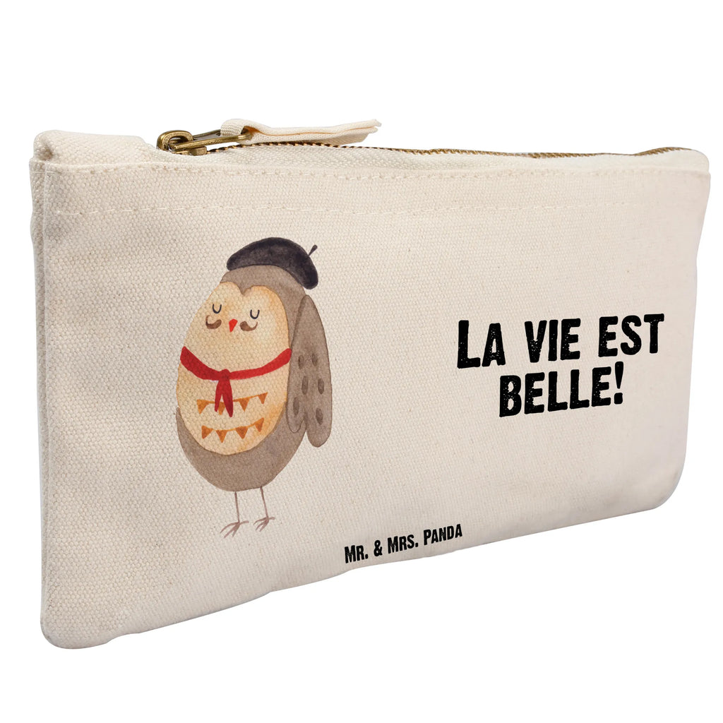 Schminktasche Eule Frankreich Schminktasche, Kosmetiktasche, Kosmetikbeutel, Stiftemäppchen, Etui, Federmappe, Makeup, XXL, Schminketui, Kosmetiketui, Schlamperetui, Eule, Eulen, Eule Deko, Owl, hibou, La vie est belle, das Leben ist schön, Spruch schön, Spruch Französisch, Frankreich