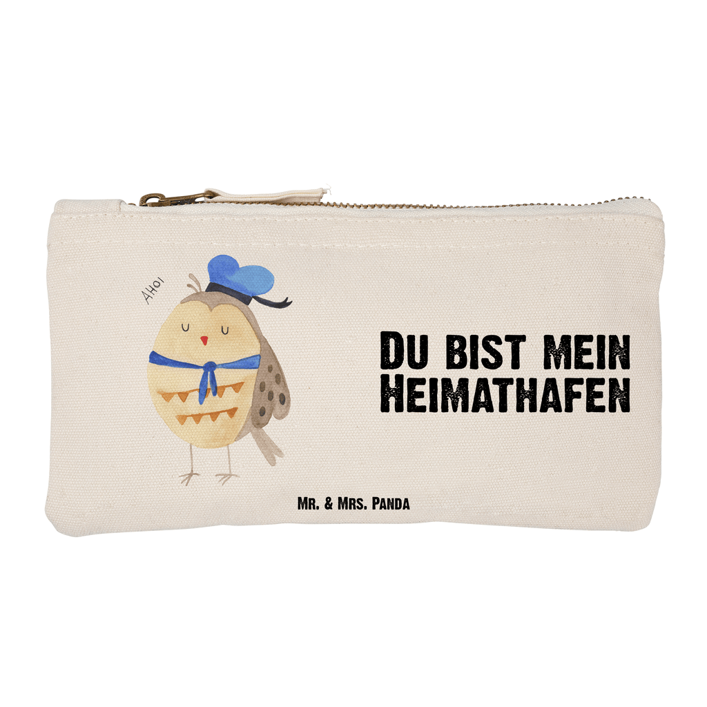 Schminktasche Eule Matrose Schminktasche, Kosmetiktasche, Kosmetikbeutel, Stiftemäppchen, Etui, Federmappe, Makeup, XXL, Schminketui, Kosmetiketui, Schlamperetui, Eule, Eule Spruch, Eule Deko, Owl, Wortspiel lustig, Matrose, Freundin, Ehe, Seefahrer, Heimathafen, Hochzeitstag Geschenk