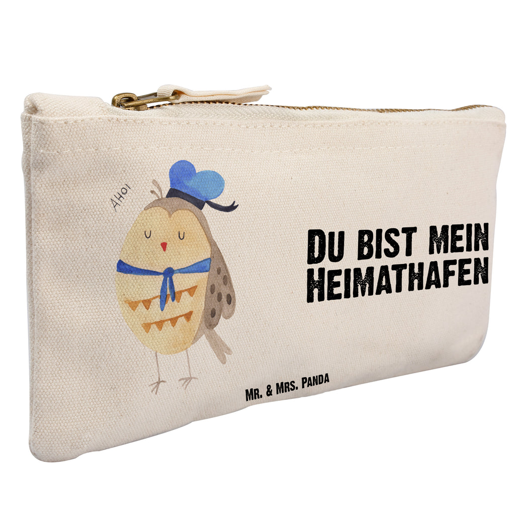 Schminktasche Eule Matrose Schminktasche, Kosmetiktasche, Kosmetikbeutel, Stiftemäppchen, Etui, Federmappe, Makeup, XXL, Schminketui, Kosmetiketui, Schlamperetui, Eule, Eule Spruch, Eule Deko, Owl, Wortspiel lustig, Matrose, Freundin, Ehe, Seefahrer, Heimathafen, Hochzeitstag Geschenk