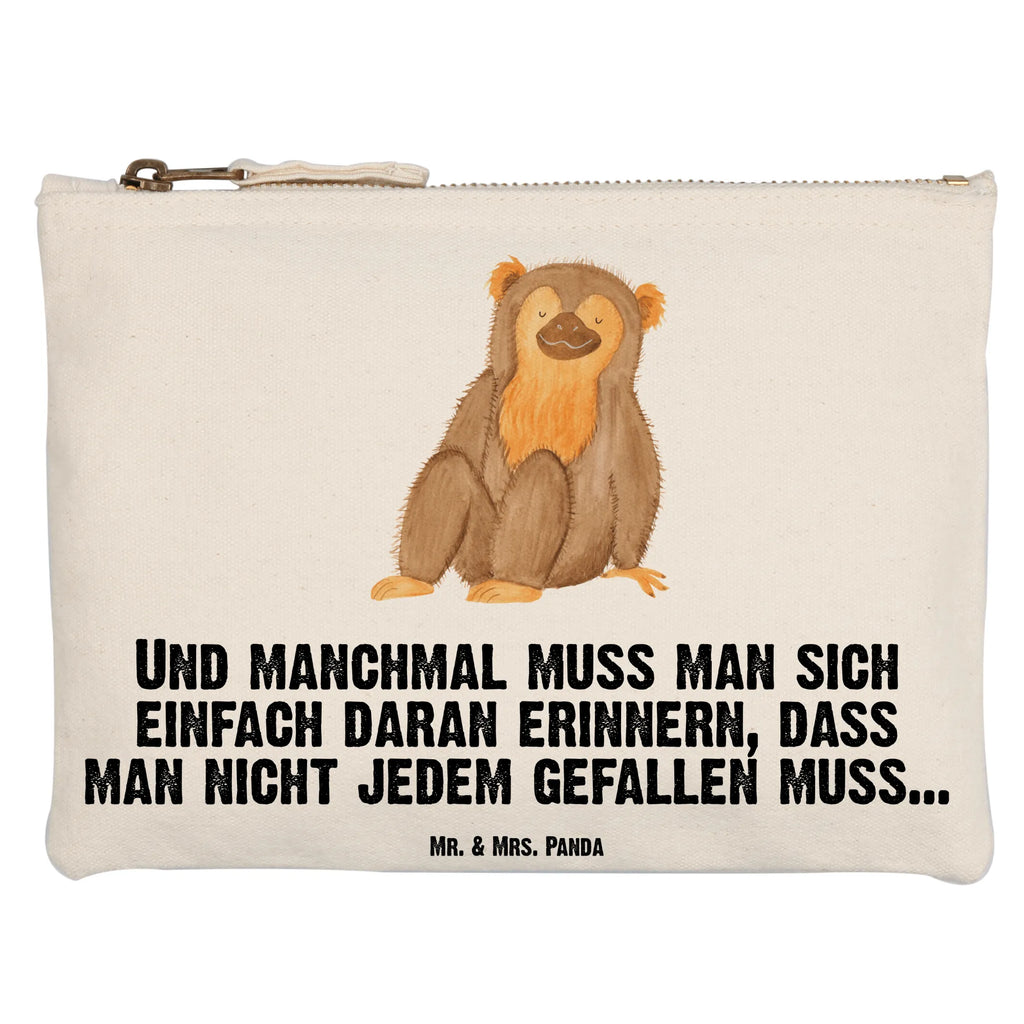 Schminktasche Affe Schminktasche, Kosmetiktasche, Kosmetikbeutel, Stiftemäppchen, Etui, Federmappe, Makeup, XXL, Schminketui, Kosmetiketui, Schlamperetui, Afrika, Wildtiere, Affe, Äffchen, Affen, Selbstliebe, Respekt, Motivation, Selbstachtung, Liebe, Selbstbewusstsein, Selfcare