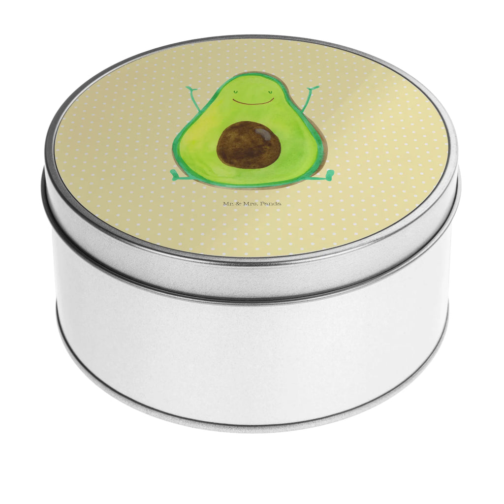 Blechdose rund Avocado Glücklich Metalldose, Keksdose, Dose, Vorratsdose, Geschenkbox, Lunchbox, Aufbewahrungsbox, Vorratsdosen, Metallkiste, Metallbox, Metallboxen, Aufbewahrungskiste, Geschenkkiste, Blechdosen mit Deckel, Metallkiste mit Deckel, Vorratsdosen mit Deckel, Metall Dose, Avocado, Veggie, Vegan, Gesund, Chaos