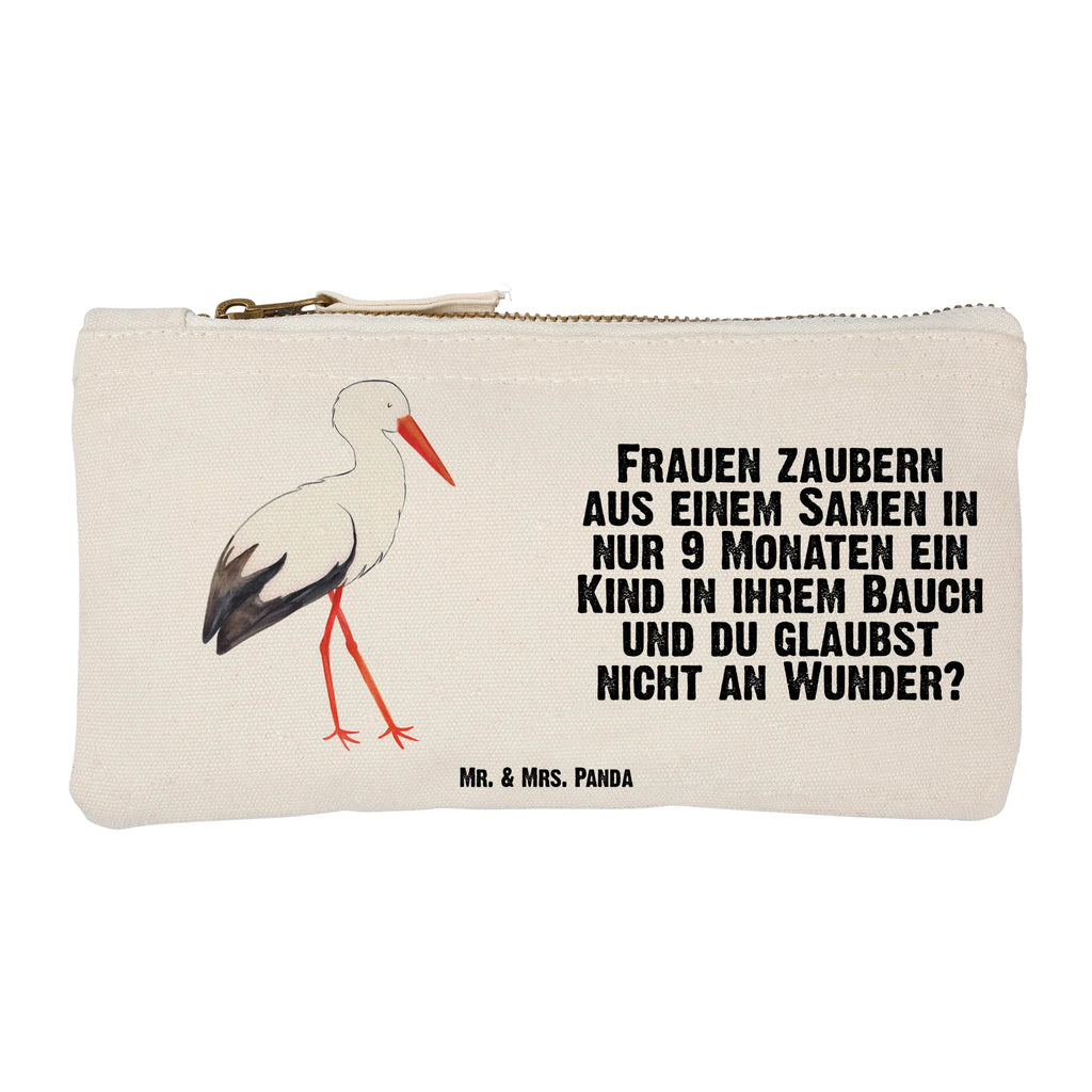 Schminktasche Storch Schminktasche, Kosmetiktasche, Kosmetikbeutel, Stiftemäppchen, Etui, Federmappe, Makeup, XXL, Schminketui, Kosmetiketui, Schlamperetui, Tiermotive, Gute Laune, lustige Sprüche, Tiere, Storch, Störche, Schwangerschaft, Geburt, Mutter, Mütter, Mutter werden, Schwanger, Babybauch, Baby