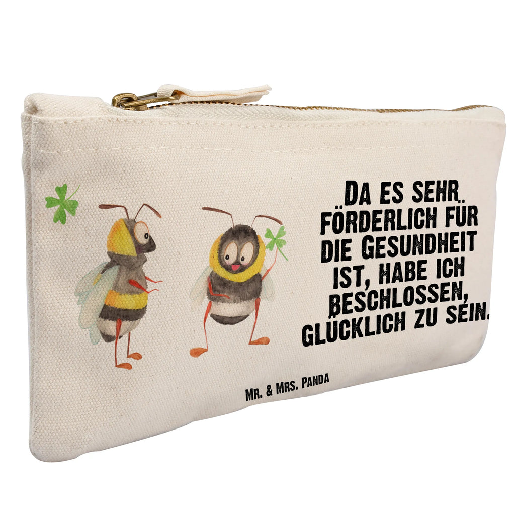 Schminktasche Hummeln Kleeblatt Schminktasche, Kosmetiktasche, Kosmetikbeutel, Stiftemäppchen, Etui, Federmappe, Makeup, XXL, Schminketui, Kosmetiketui, Schlamperetui, Tiermotive, Gute Laune, lustige Sprüche, Tiere, Hummel, Biene, Spruch positiv, Biene Deko, Spruch schön, glücklich sein, glücklich werden, Spruch fröhlich