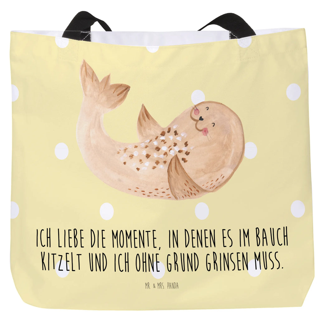 Shopper Robbe Liegen Beutel, Einkaufstasche, Tasche, Strandtasche, Einkaufsbeutel, Shopper, Schultasche, Freizeittasche, Tragebeutel, Schulbeutel, Alltagstasche, Tiermotive, Gute Laune, lustige Sprüche, Tiere, Robbe, Robben, Seehund, Strand, Meerestier, Ostsee, Nordsee, Lachen, Freude