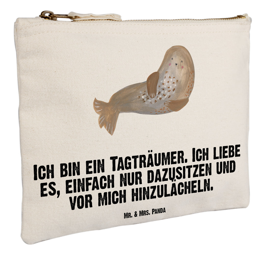 Schminktasche Robbe lachend Schminktasche, Kosmetiktasche, Kosmetikbeutel, Stiftemäppchen, Etui, Federmappe, Makeup, XXL, Schminketui, Kosmetiketui, Schlamperetui, Tiermotive, Gute Laune, lustige Sprüche, Tiere, Robbe, Robben, Seehund, Strand, Meerestier, Ostsee, Nordsee