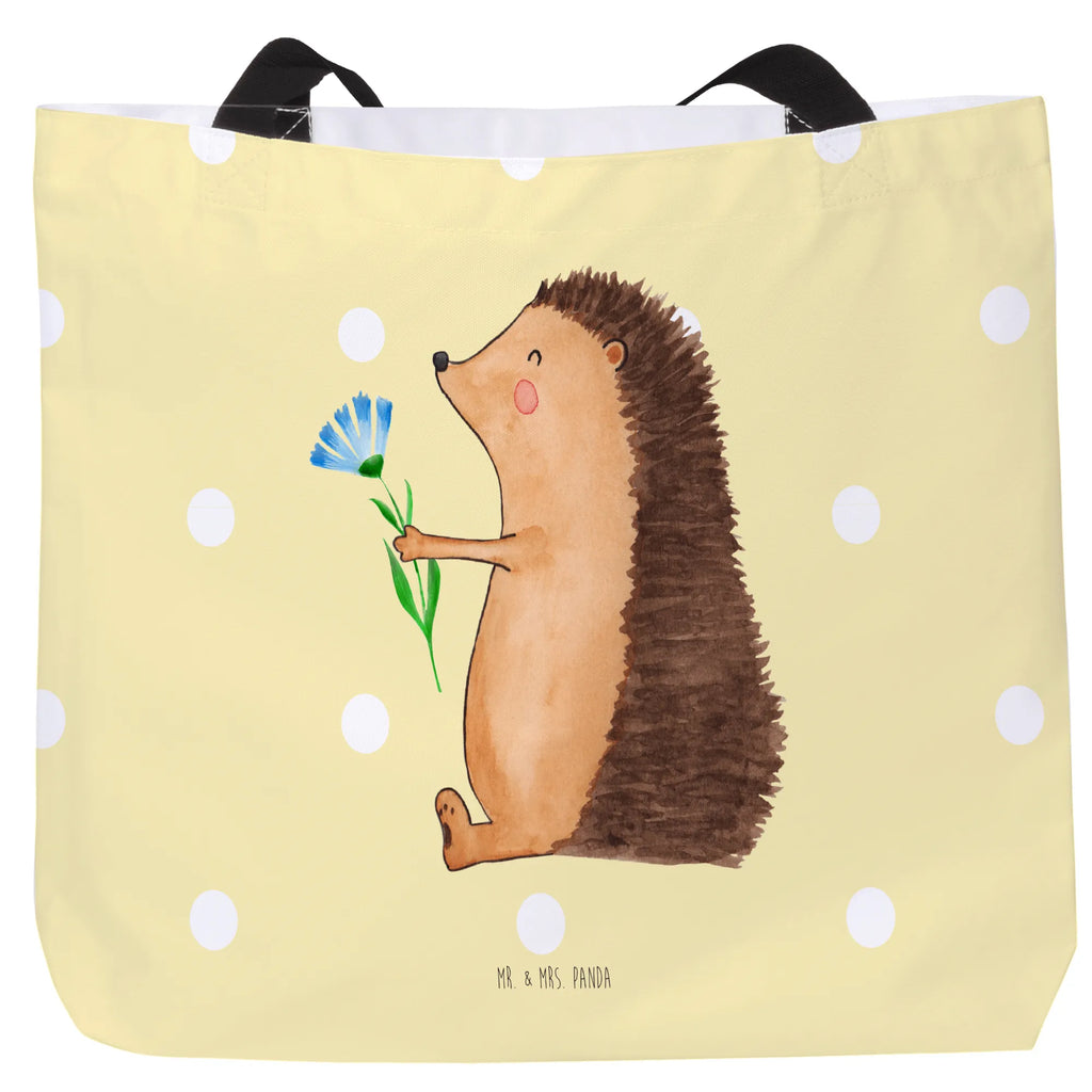 Shopper Igel mit Blume Beutel, Einkaufstasche, Tasche, Strandtasche, Einkaufsbeutel, Shopper, Schultasche, Freizeittasche, Tragebeutel, Schulbeutel, Alltagstasche, Tiermotive, Gute Laune, lustige Sprüche, Tiere, Igel, Gute Besserung, Genesungswünsche, Krankheit, Krankenhaus, krank, Besuch